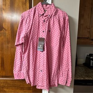 Ariat Pink Casual Button Down Shirt for Men